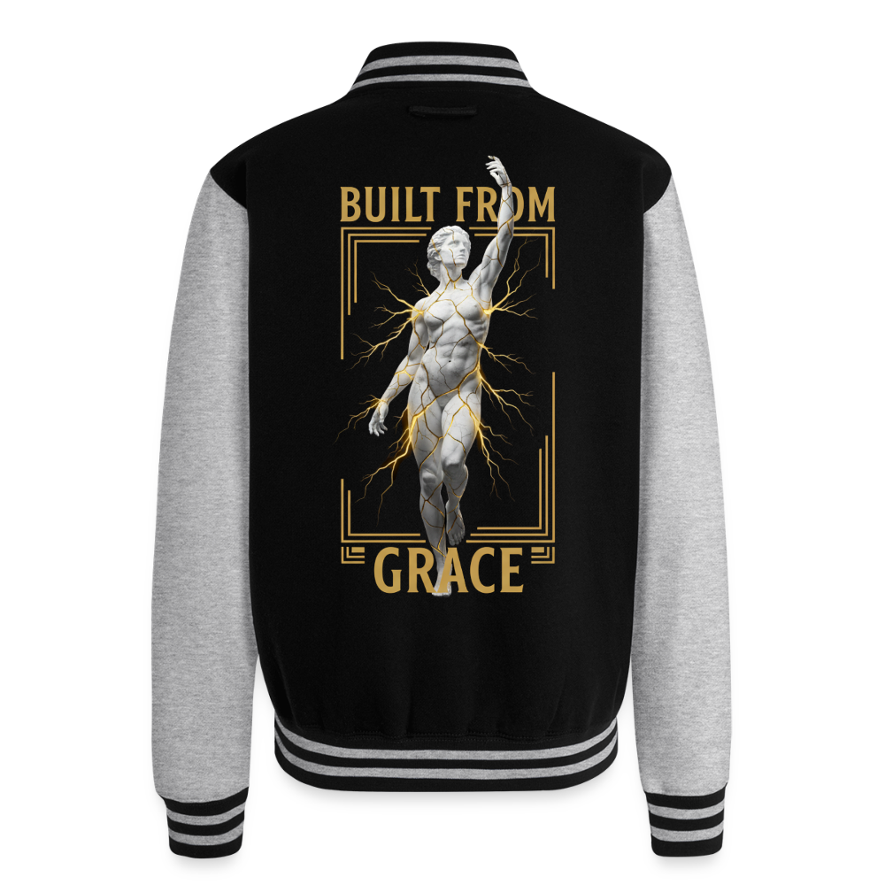 Built From Grace | Unisex College Sweat Jacket - black/heather grey