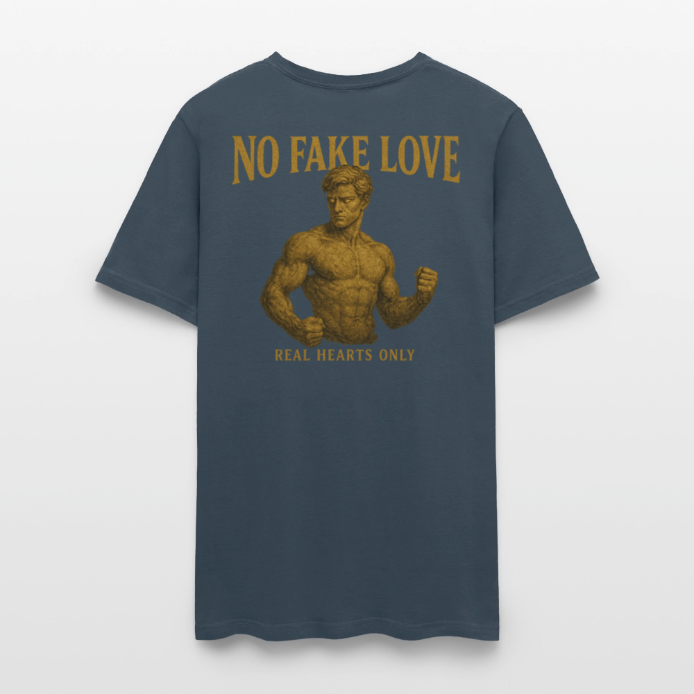 Men's T-Shirt | No Fake Love Back Print -  blue dusk