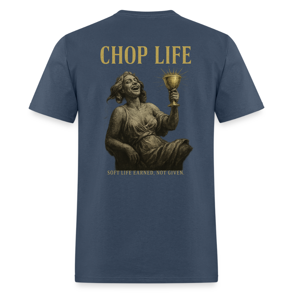 Men's T-Shirt | CHOP LIFE Back Print -  blue dusk