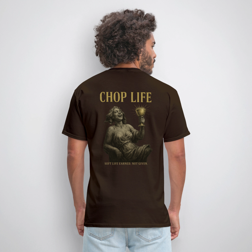 Men's T-Shirt | CHOP LIFE Back Print - brown