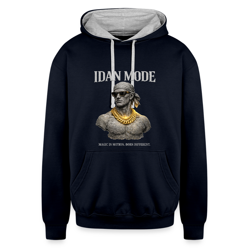 IDAN MODE - Contrast Hoodie | Lagos Streetwear - navy/heather gray