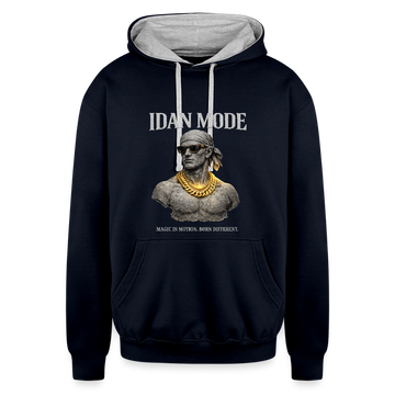 IDAN MODE - Contrast Hoodie | Lagos Streetwear - navy/heather gray