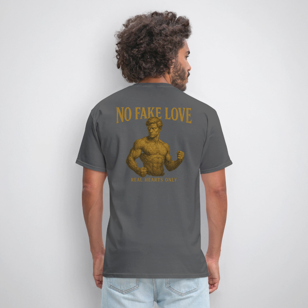 Men's T-Shirt | No Fake Love Back Print - charcoal