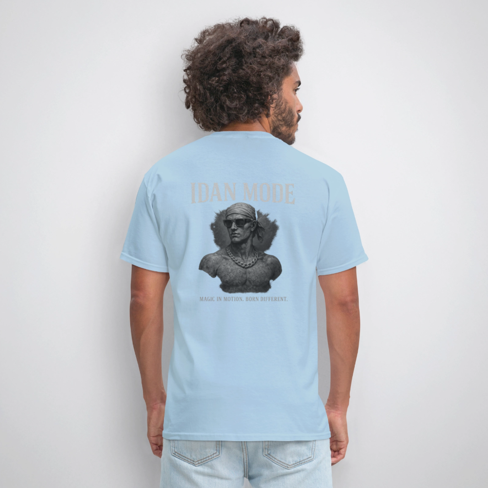 Men's T-Shirt | IDAN MODE Back Print - powder blue