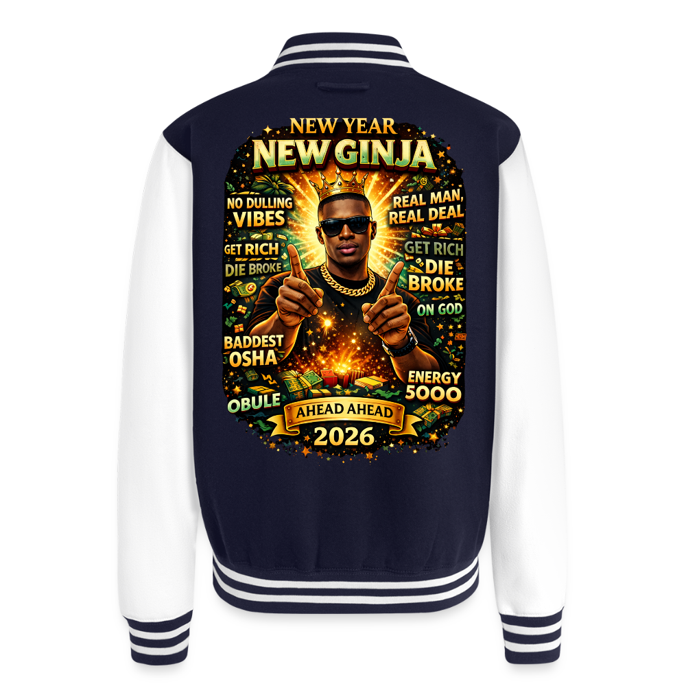 New Year, New Ginja | Unisex College Sweat Jacket - navy/white