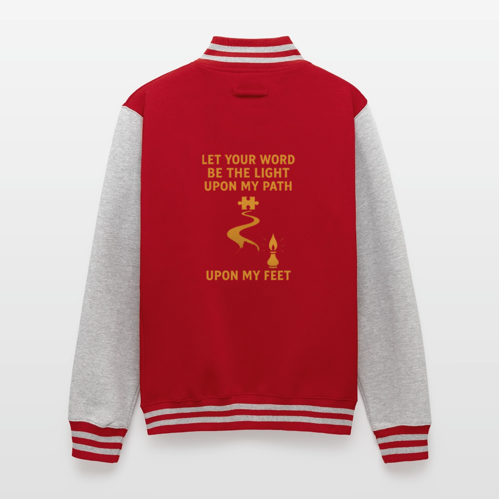 Light My Path | Unisex College Sweat Jacket - red/heather grey