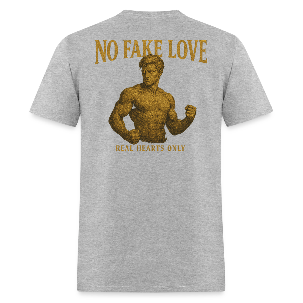 Men's T-Shirt | No Fake Love Back Print - heather gray