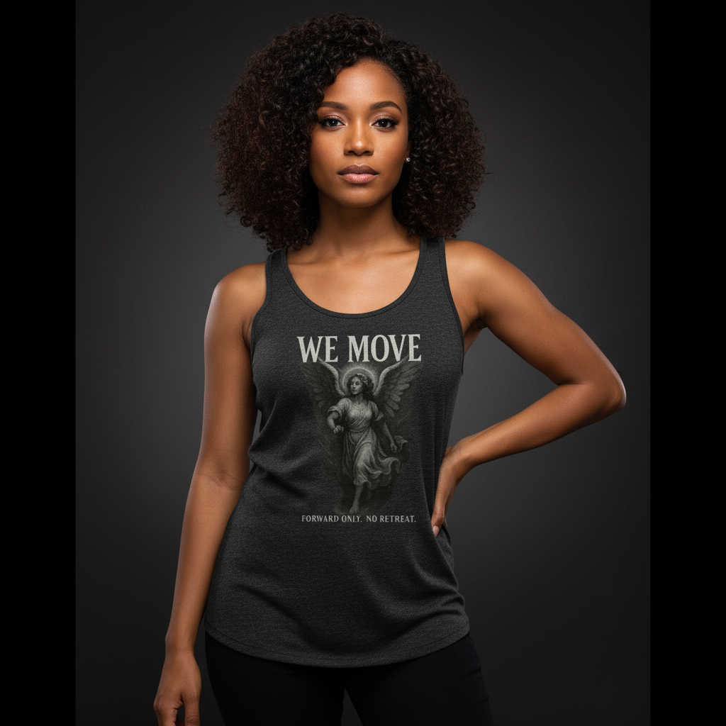 CR  - WE MOVE | Forward Only. No Retreat. Women's Premium Tank Top - Female Angel shop the vibe at chullosrepublic.com
