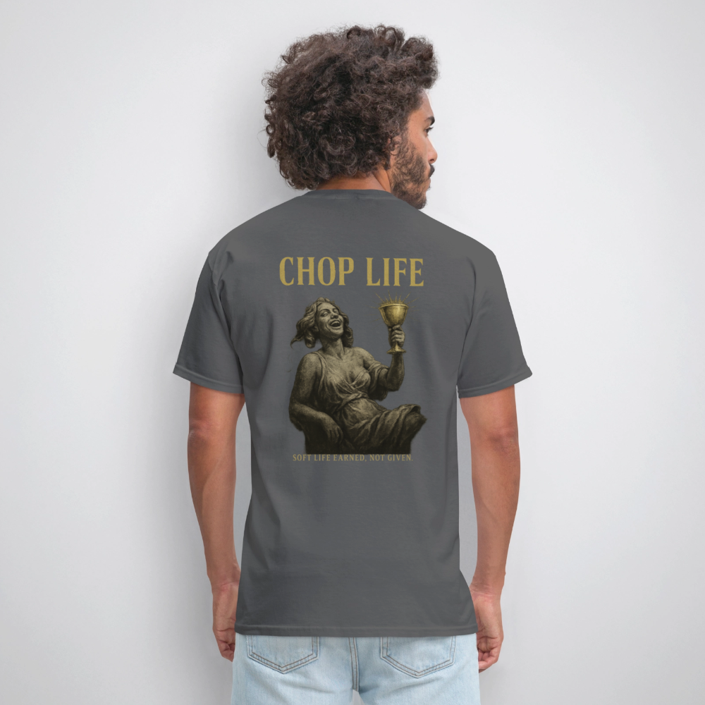 Men's T-Shirt | CHOP LIFE Back Print - charcoal