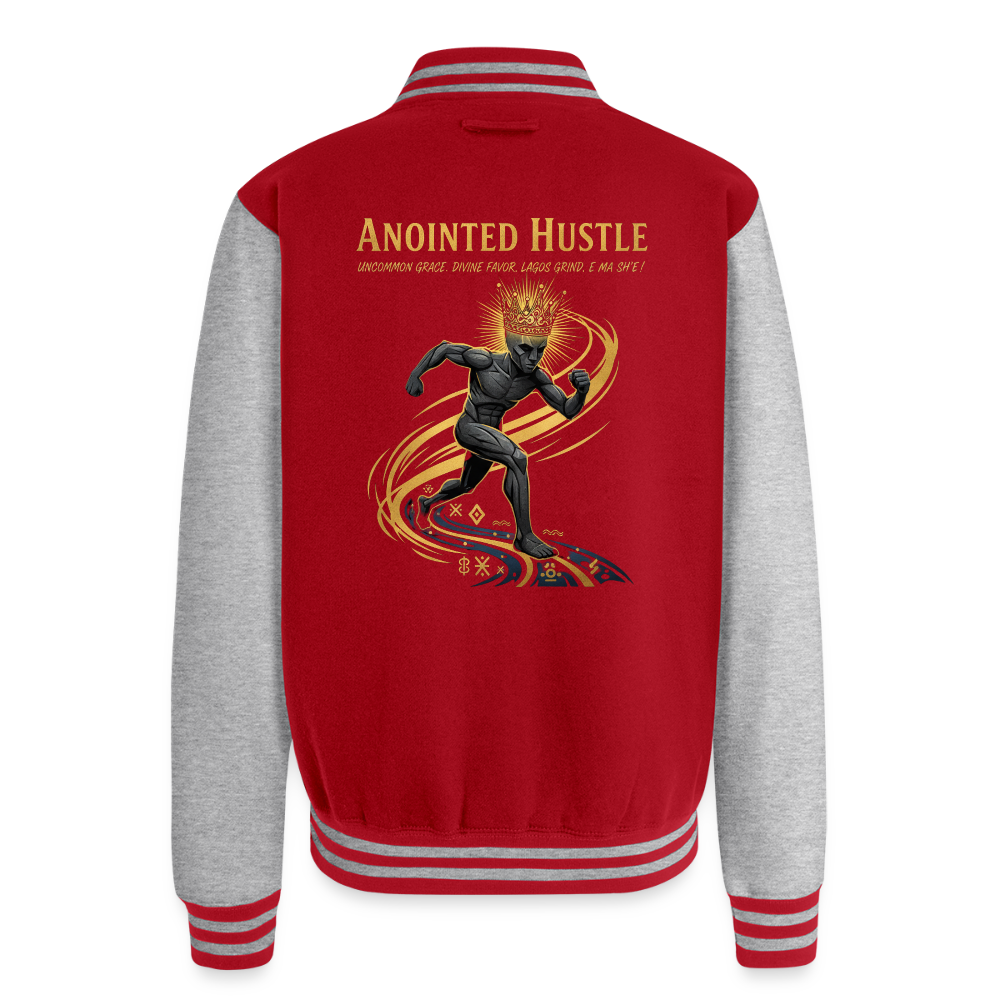 Anointed Hustle | Unisex College Sweat Jacket - red/heather grey