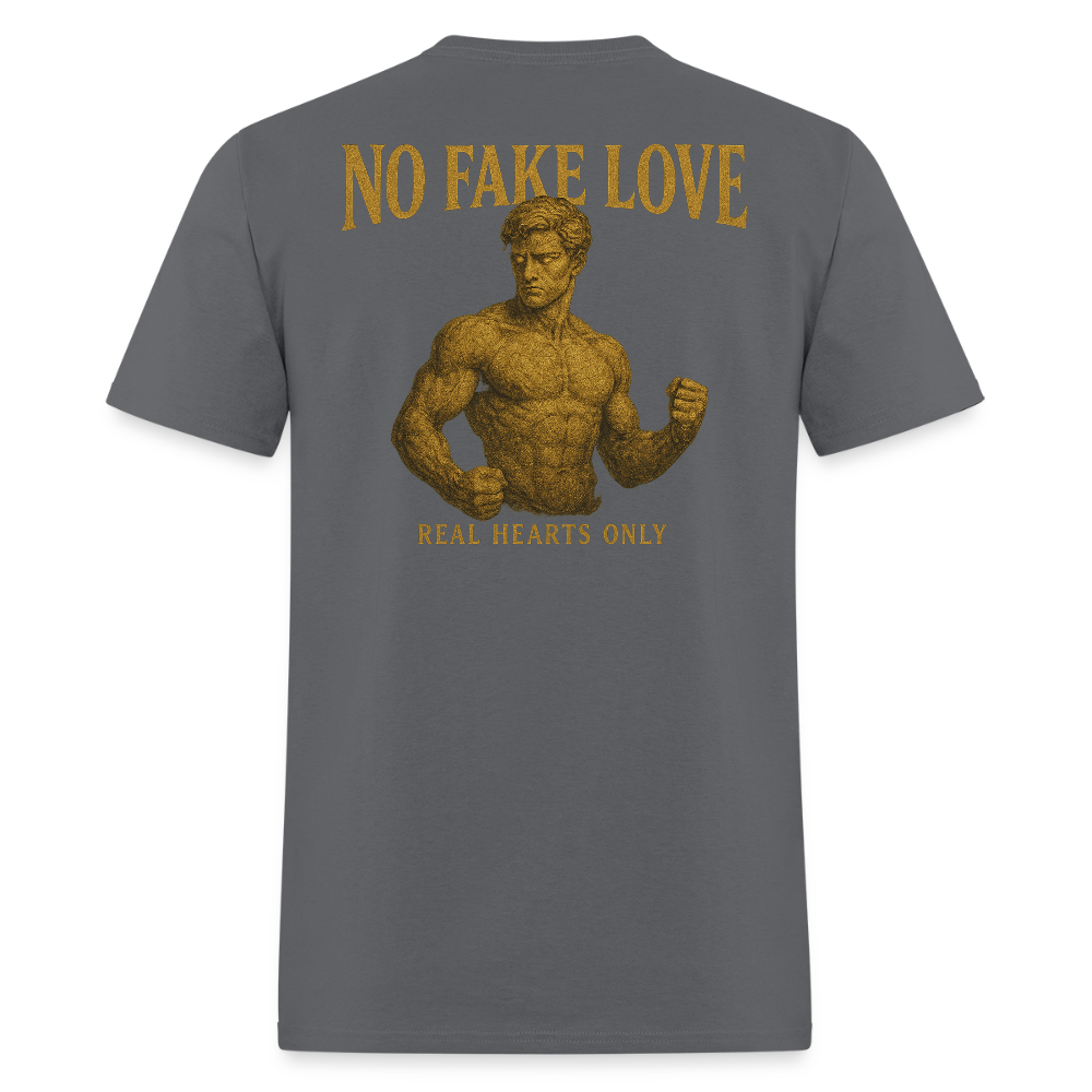 Men's T-Shirt | No Fake Love Back Print - charcoal