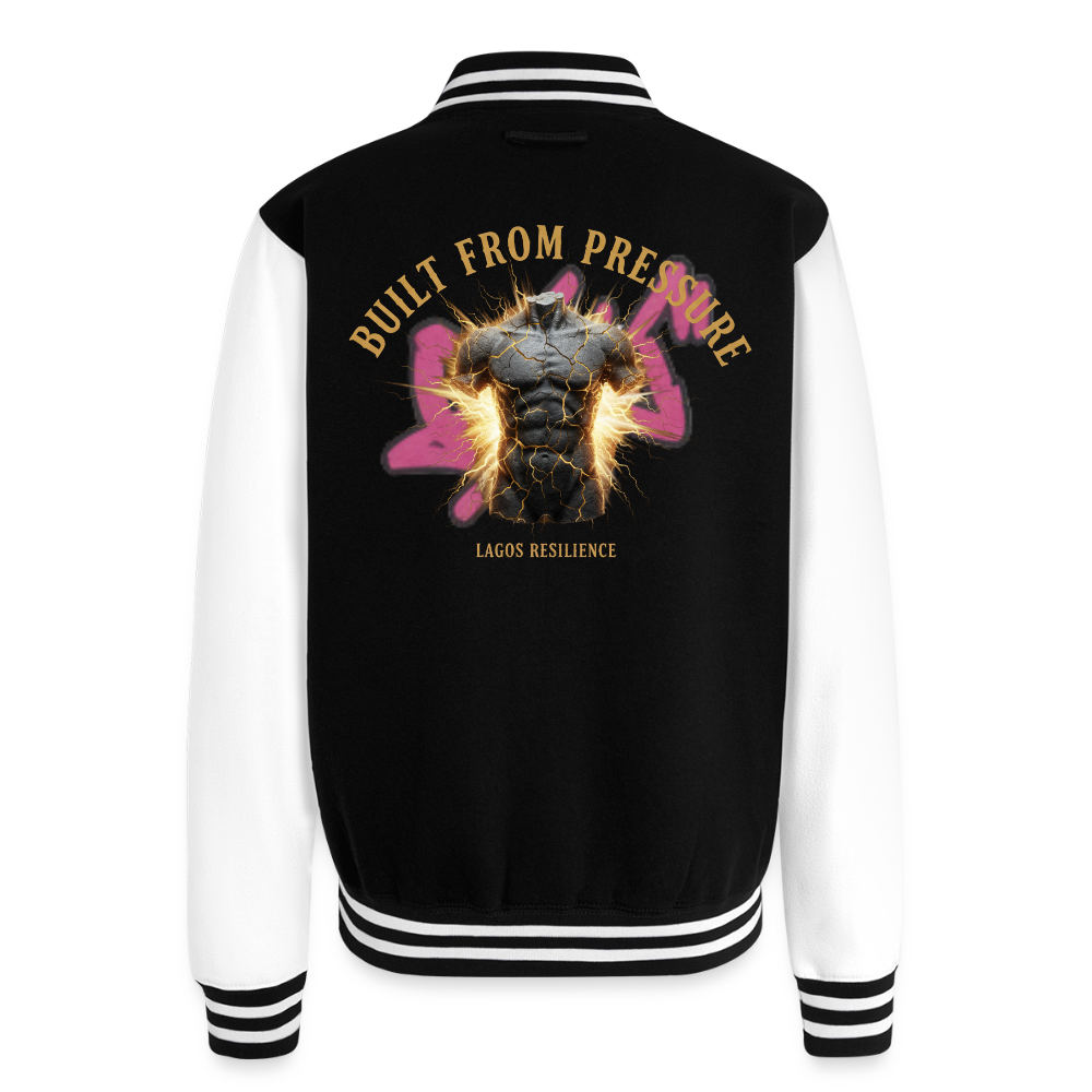 Built From Pressure | Unisex College Sweat Jacket - black/white