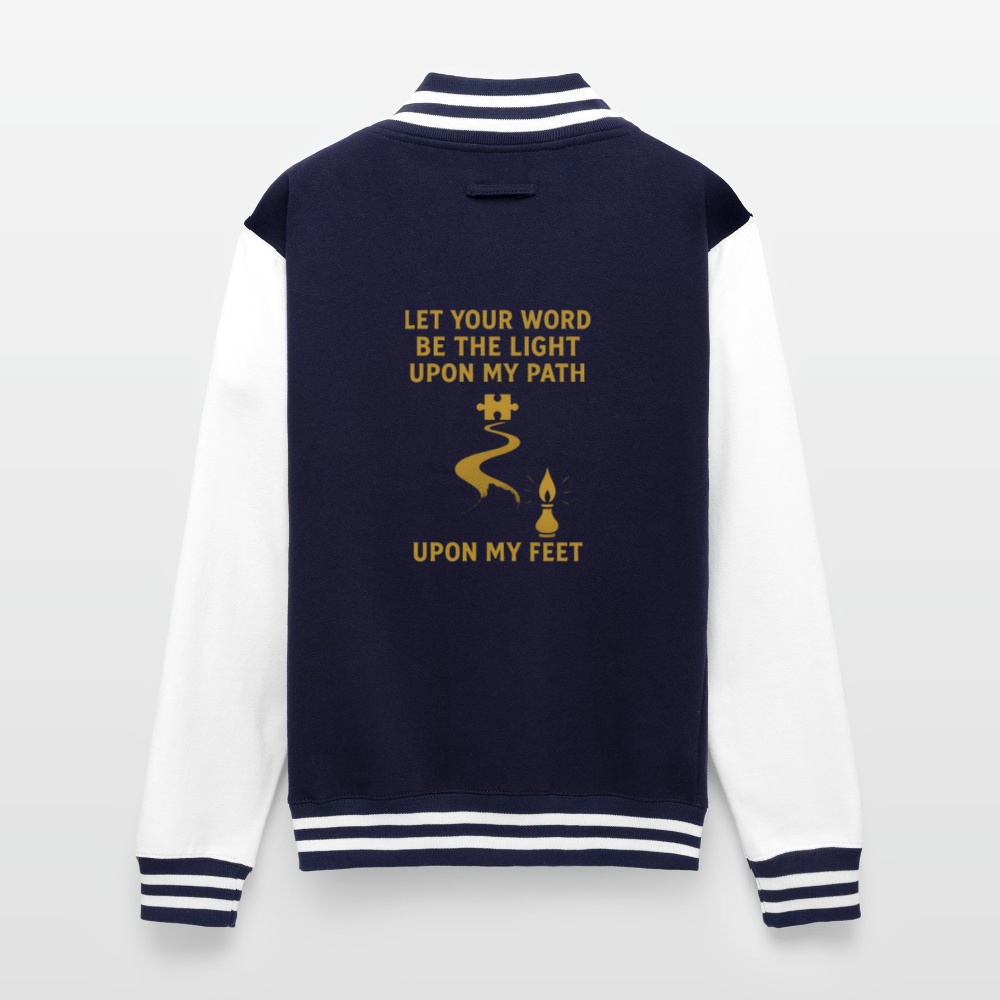 Light My Path | Unisex College Sweat Jacket - navy/white