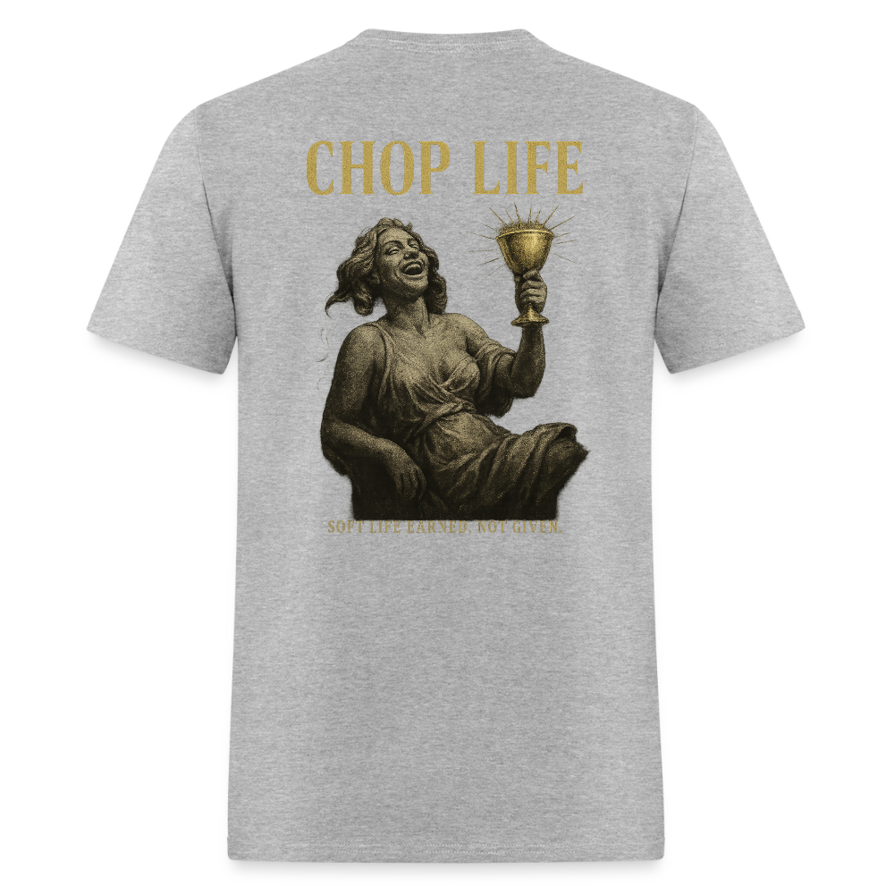 Men's T-Shirt | CHOP LIFE Back Print - heather gray