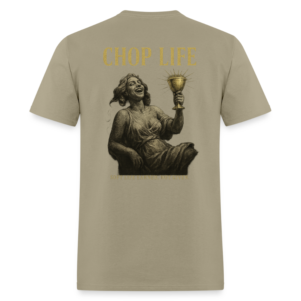 Men's T-Shirt | CHOP LIFE Back Print - khaki