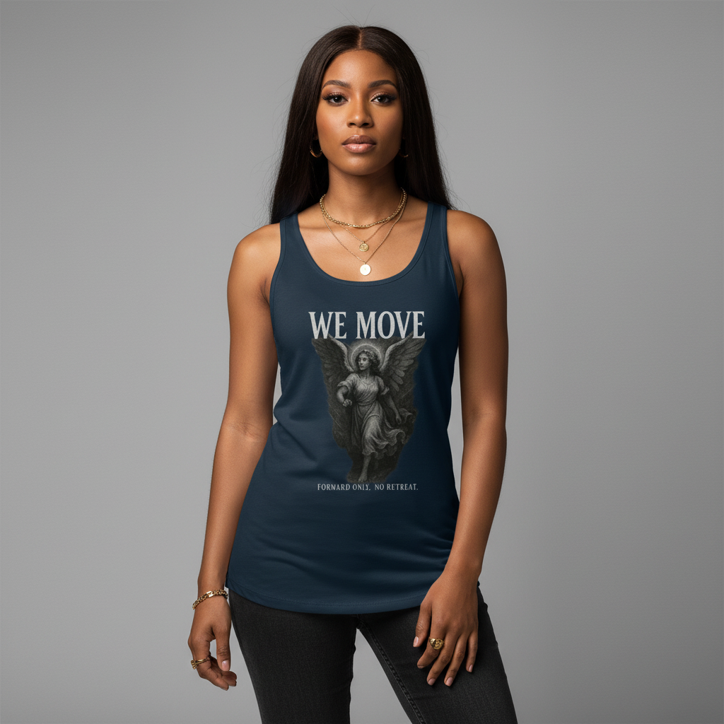 CR  - WE MOVE | Forward Only. No Retreat. Women's Premium Tank Top - Female Angel shop the vibe at chullosrepublic.com