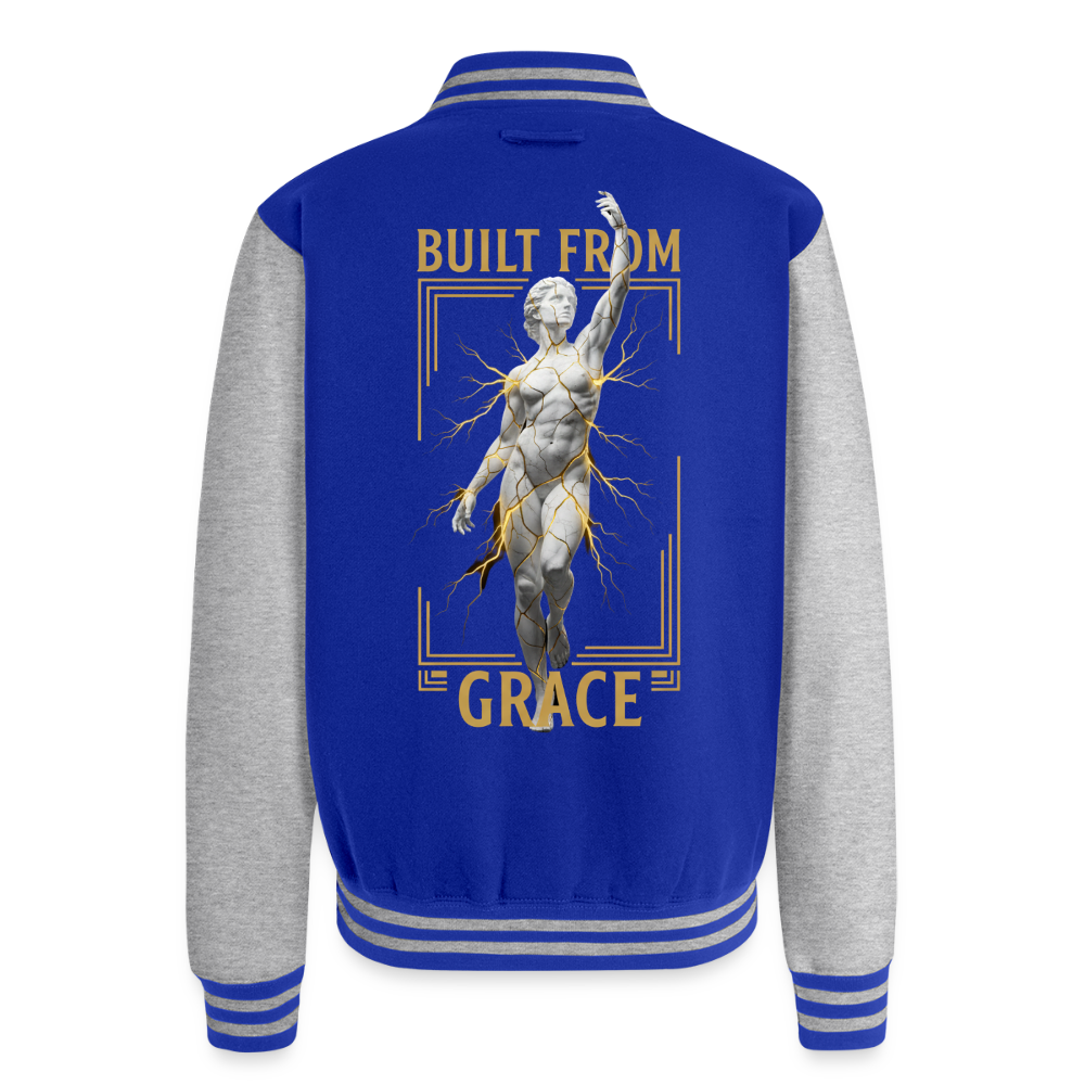 Built From Grace | Unisex College Sweat Jacket - royal/heather grey