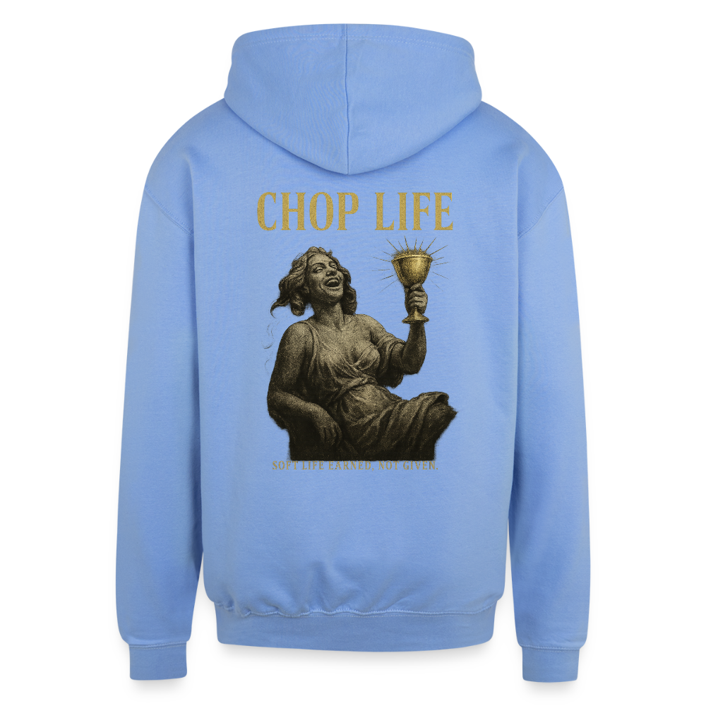 CR - Chop Life - Soft Life Earn. Not Given | Contrast Hoodie - sky blue/white