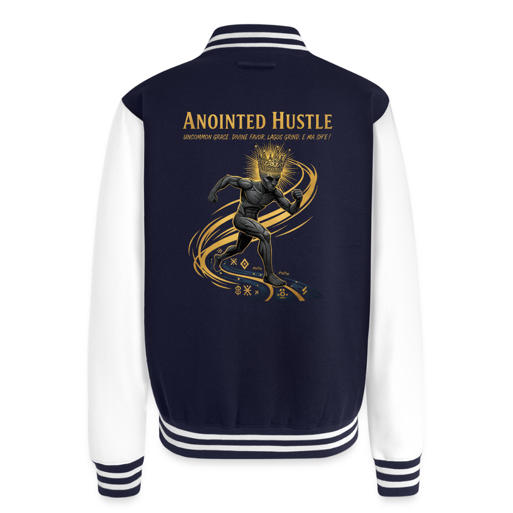 Anointed Hustle | Unisex College Sweat Jacket - navy/white