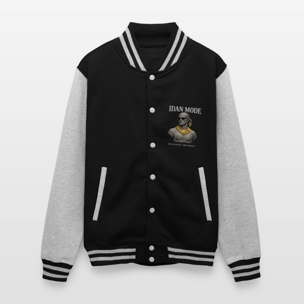 "IDAN MODE" HEAVYWEIGHT LETTERMAN JACKET // FP-B - black/heather grey