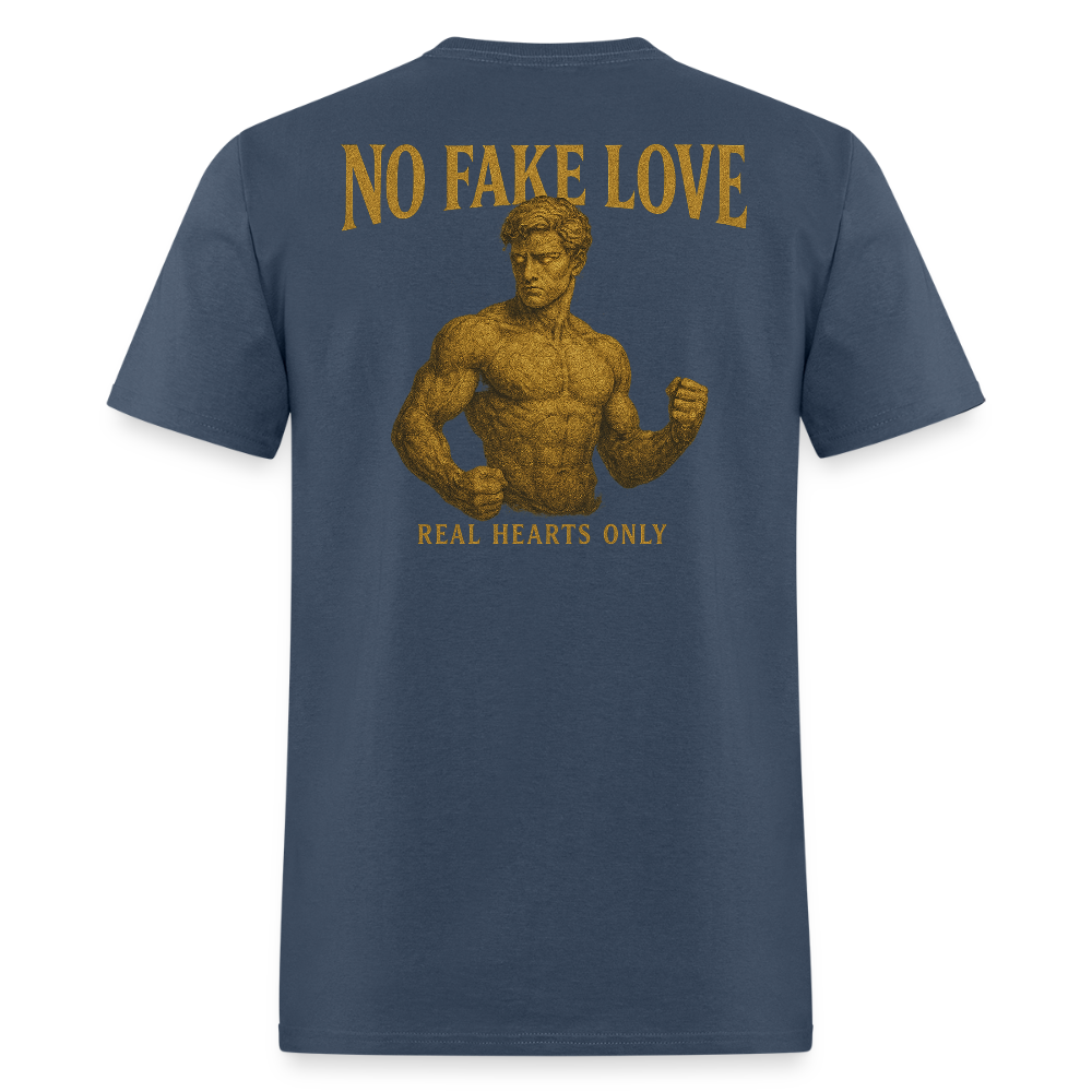 Men's T-Shirt | No Fake Love Back Print -  blue dusk