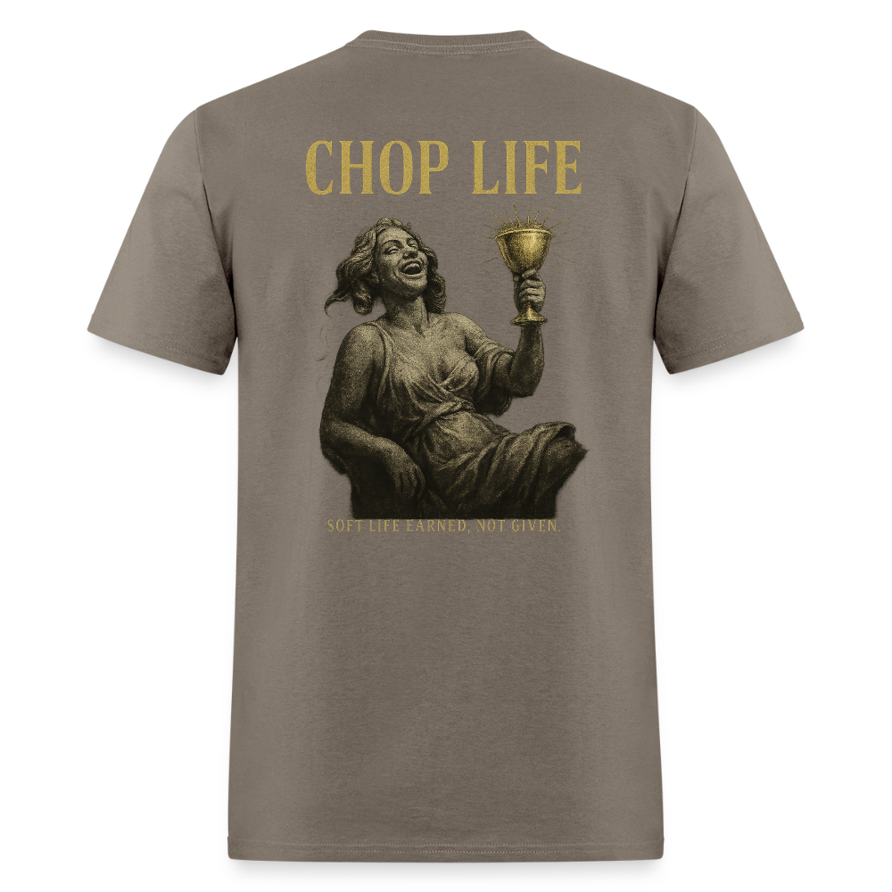 Men's T-Shirt | CHOP LIFE Back Print - safari