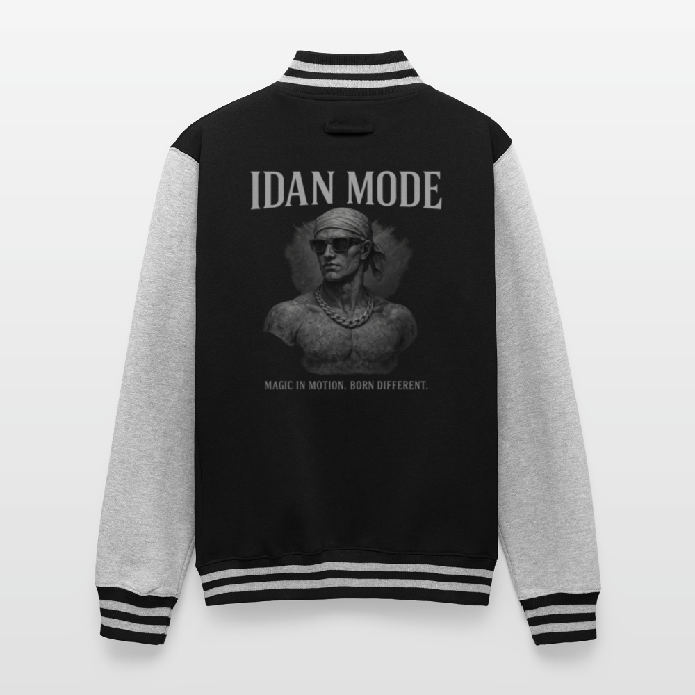 IDAN MODE | Unisex College Sweat Jacket - black/heather grey