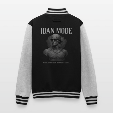 IDAN MODE | Unisex College Sweat Jacket - black/heather grey