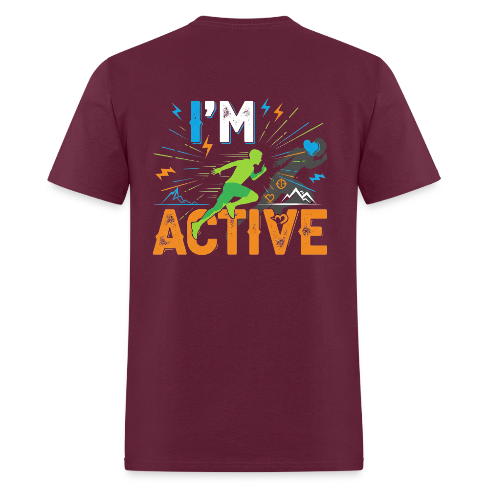Men's IM ACTIVE T-Shirt | Front & Back - burgundy