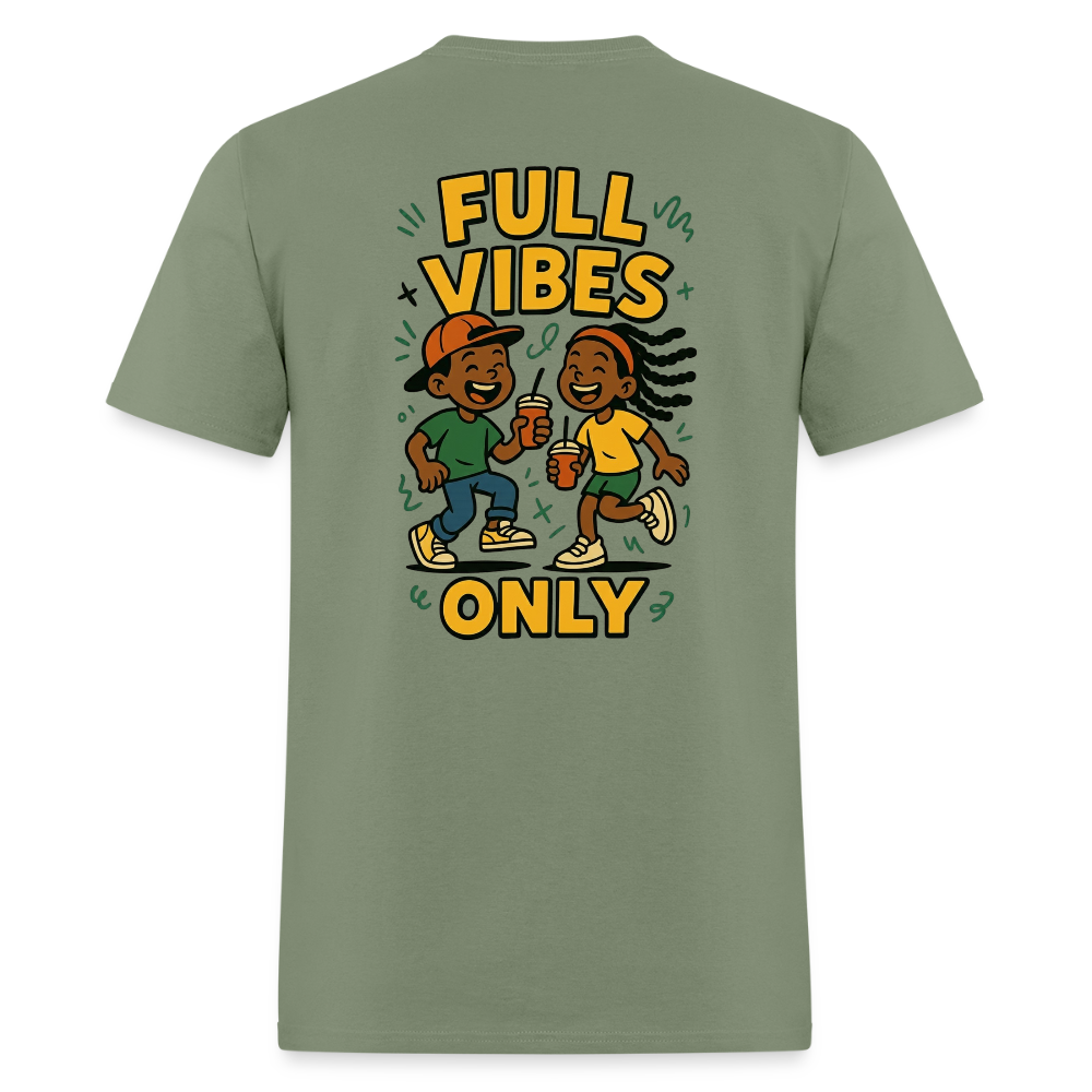 Men's Full Vibes Only T-Shirt | Front & Back - military green