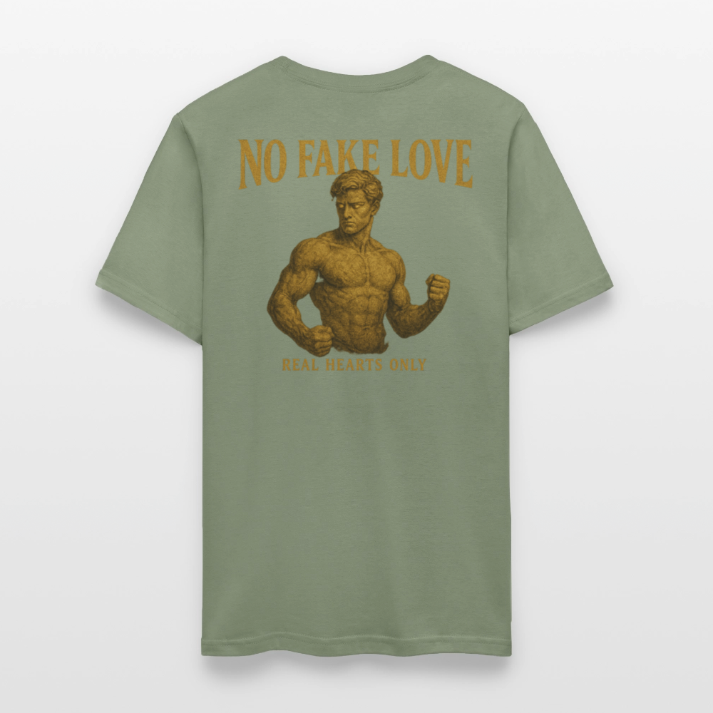 Men's T-Shirt | No Fake Love Back Print - military green