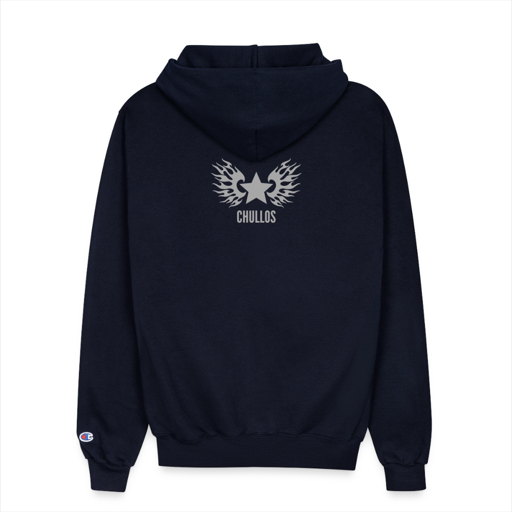"IDAN MODE" BRUTALIST FULL ZIP-UP HOODIE - navy