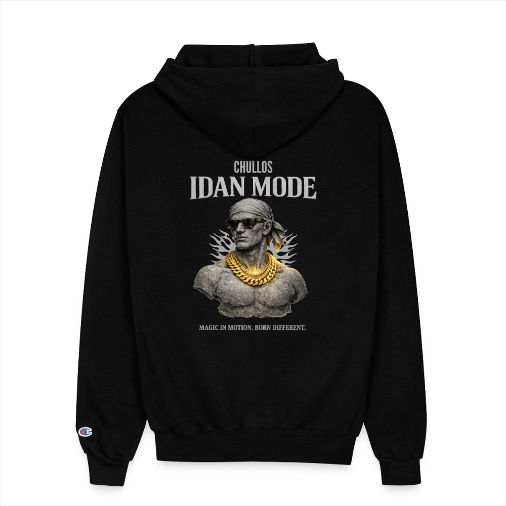 "IDAN MODE" BRUTALIST FULL ZIP-UP HOODIE // FP-BSPN - black