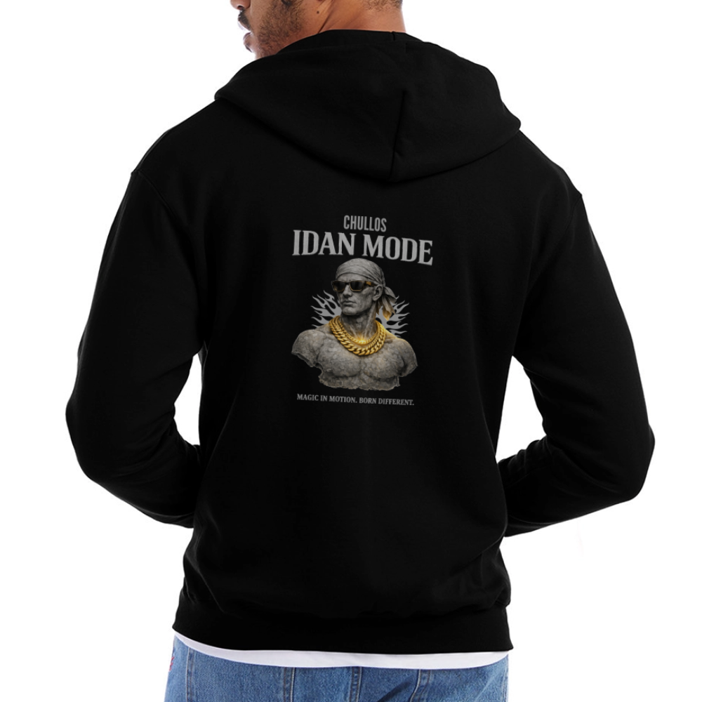 "IDAN MODE" BRUTALIST FULL ZIP-UP HOODIE // FP-BSPN - black