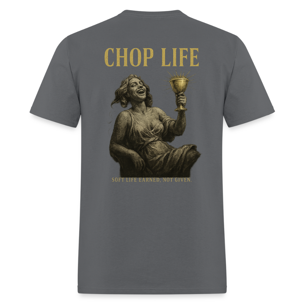 Men's T-Shirt | CHOP LIFE Back Print - charcoal
