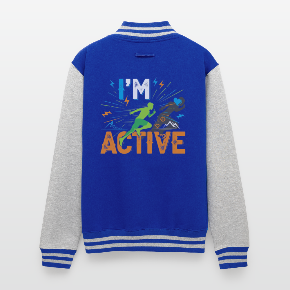 I'm Active | Unisex College Sweat Jacket - royal/heather grey