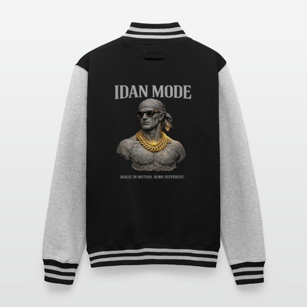 "IDAN MODE" HEAVYWEIGHT LETTERMAN JACKET // FP-B - black/heather grey