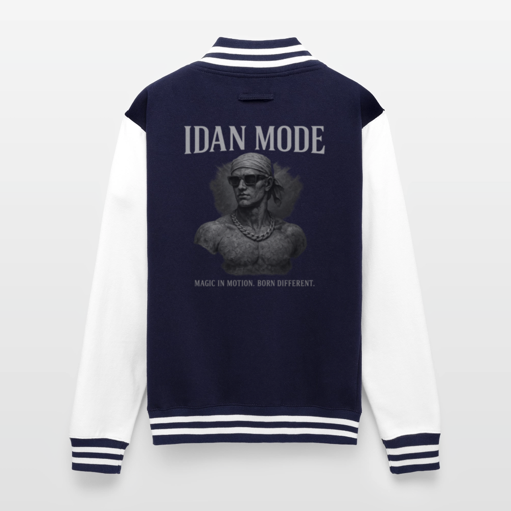 IDAN MODE | Unisex College Sweat Jacket - navy/white
