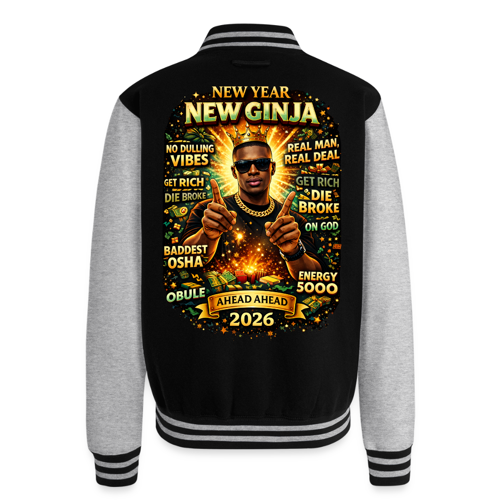 New Year, New Ginja | Unisex College Sweat Jacket - black/heather grey