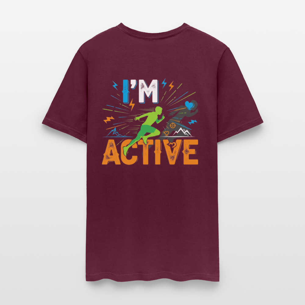 Men's IM ACTIVE T-Shirt | Front & Back - burgundy
