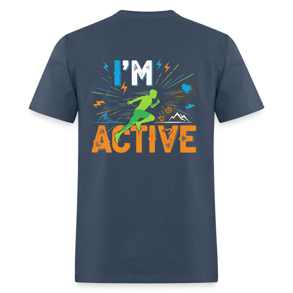 Men's IM ACTIVE T-Shirt | Front & Back -  blue dusk