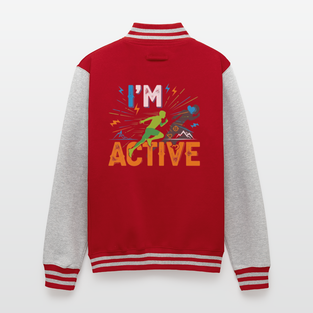 I'm Active | Unisex College Sweat Jacket - red/heather grey