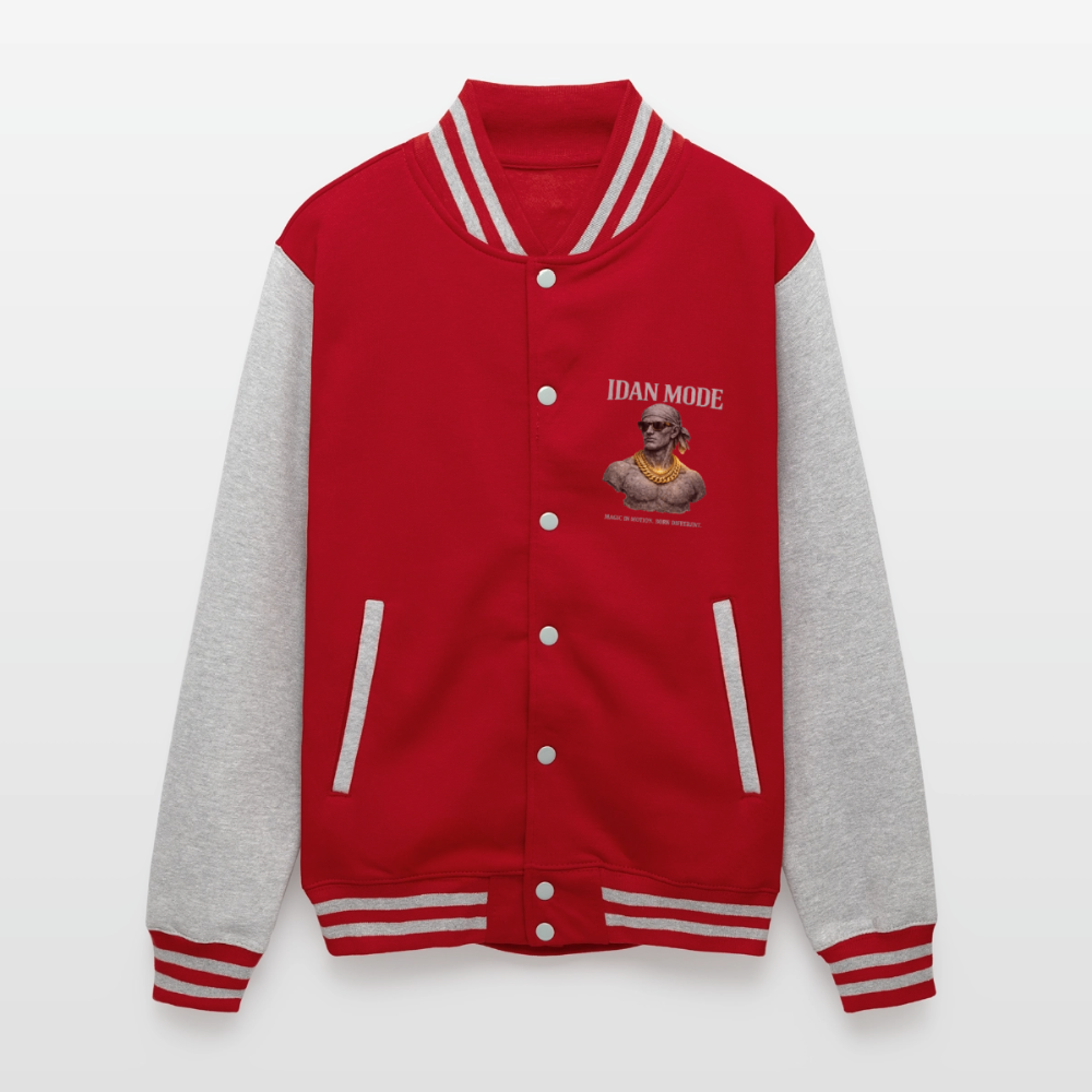 "IDAN MODE" HEAVYWEIGHT LETTERMAN JACKET // FP-B - red/heather grey