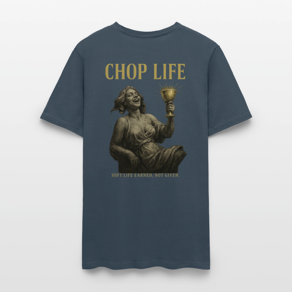 Men's T-Shirt | CHOP LIFE Back Print -  blue dusk