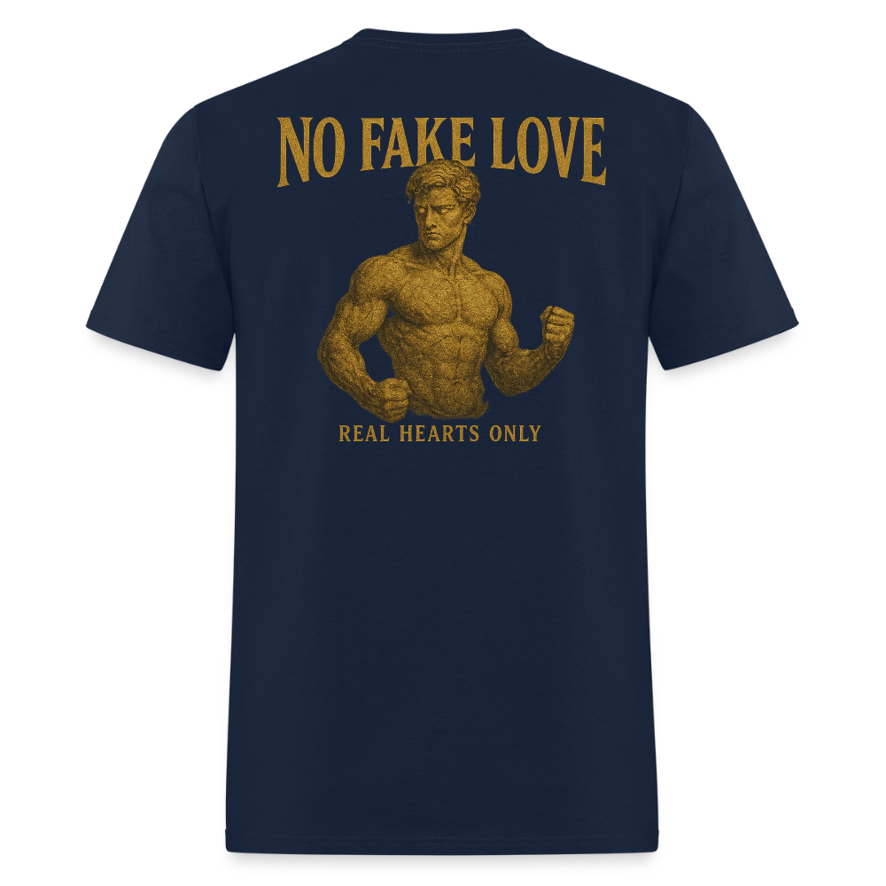 Men's T-Shirt | No Fake Love Back Print - navy