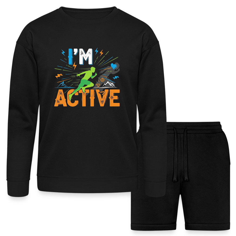 I'M Active - 2 Piece Unisex Sweatshirt & Short Set - black