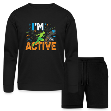 I'M Active - 2 Piece Unisex Sweatshirt & Short Set - black